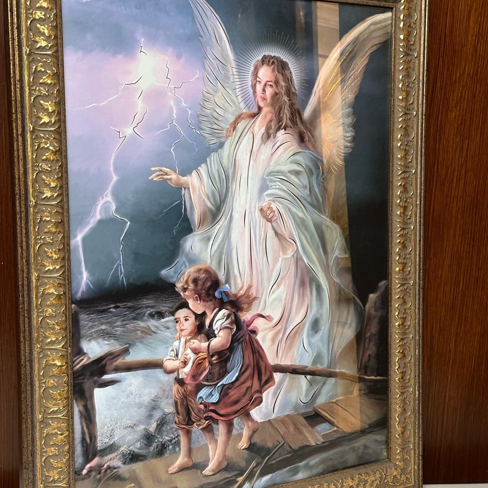 Home interiors ornate Framed wall art Guardian Angel print - Picture 6 of 14